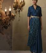 navy blue plus size flared pants co-ord set