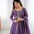 Graceful purple anarkali kurta with pants & dupatta