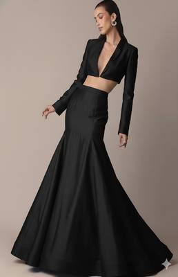 Black Contemporary Skirt Co-Ord Set 1