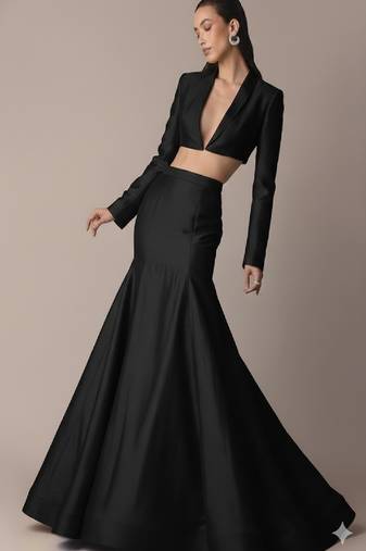 Black Contemporary Skirt Co-Ord Set