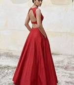 Classic Red Open-Back Lehenga Set