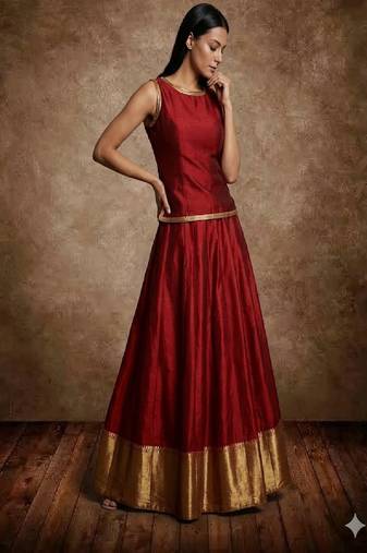 Deep Maroon Silk Lehenga Set