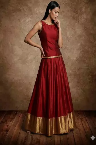 Deep Maroon Silk Lehenga Set
