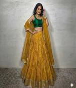 Mustard Yellow Lehenga with Green Blouse