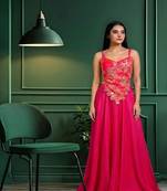 Hot Pink Embroidered Anarkali lehenga