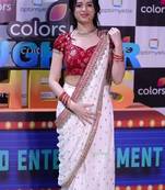 White Faux Georgette Sequence Embroidery with Mirror Lace work Saree