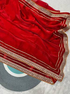 Bollywood Designer Fandy Satin Silk Zari Dori Embroidery Sequence work Saree 6