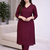 Solid Straight Brown Kurta Set for Wome0n with Pant 3/4 Sleeve, V Neck Designer Kurta with Pant Set