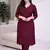 Solid Straight Brown Kurta Set for Wome0n with Pant 3/4 Sleeve, V Neck Designer Kurta with Pant Set