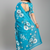 Blue printed satin saree with blouse piece