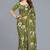 Green printed satin saree with blouse piece