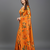 Orange printed satin saree with blouse piece