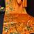 Orange printed satin saree with blouse piece