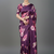 Purple printed satin saree with blouse piece