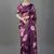 Purple printed satin saree with blouse piece