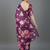Purple printed satin saree with blouse piece