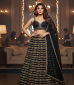 Black Color Heavy Kasturi Silk Lehenga Choli With Sequence and Dori Work