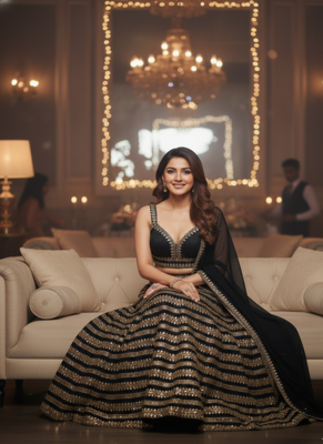 Black Color Heavy Kasturi Silk Lehenga Choli With Sequence and Dori Work 2