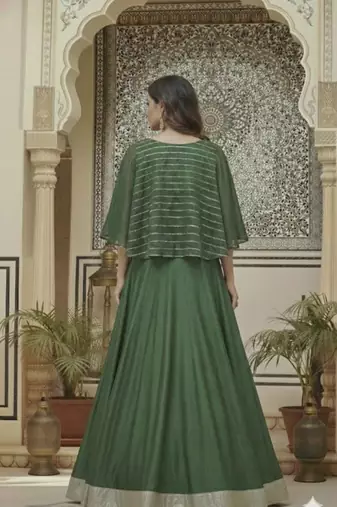 Deep Green Cape-Style Lehenga choli set