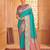 sea green art silk saree with blouse piece