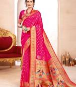 pink banarasi saree with blouse piece 