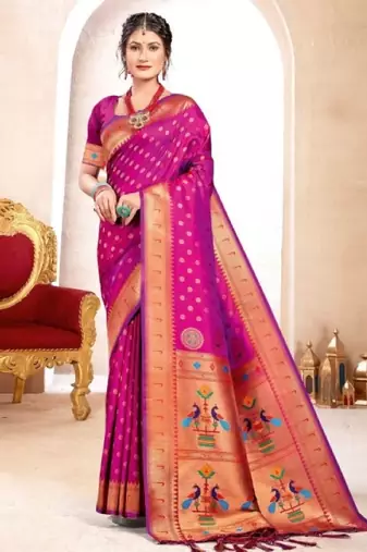 purple banarasi saree with blouse piece 