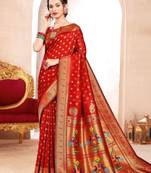 red banarasi saree with blouse piece 