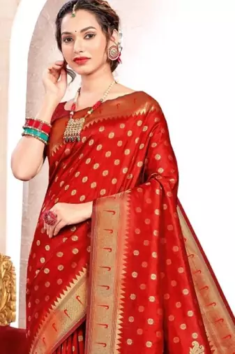 red banarasi saree with blouse piece 