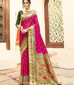 purple art silk saree with blouse piece