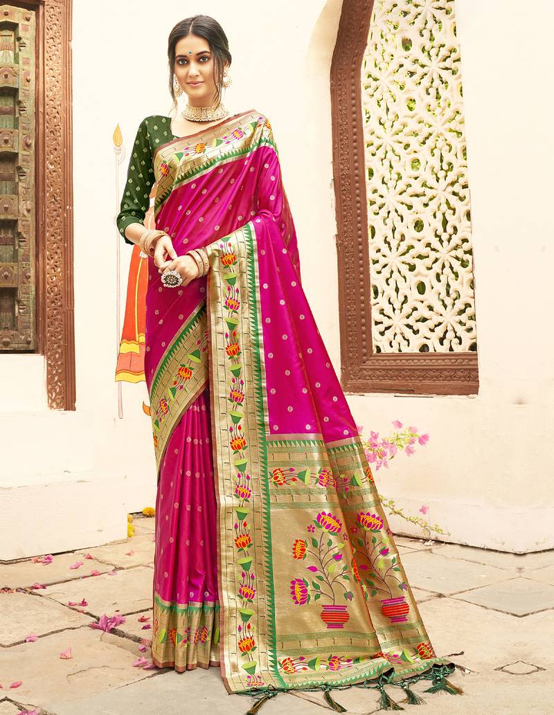 purple art silk saree with blouse piece