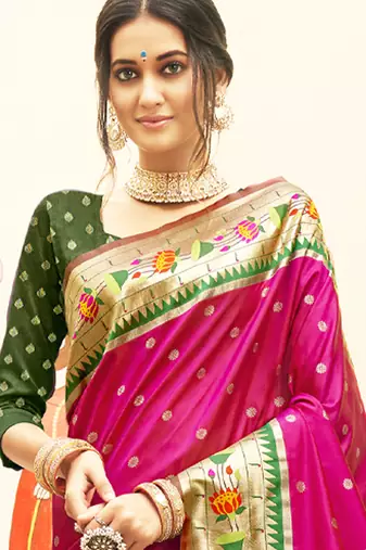 purple art silk saree with blouse piece
