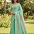 turquoise linen saree with blouse piece
