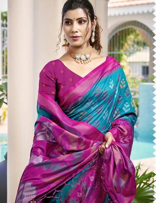 blue silk saree with blouse piece 2