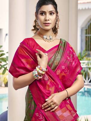 mehendi silk saree with blouse piece 2