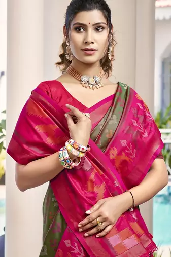 mehendi silk saree with blouse piece