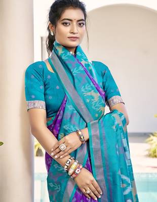 purple silk saree with blouse piece 2