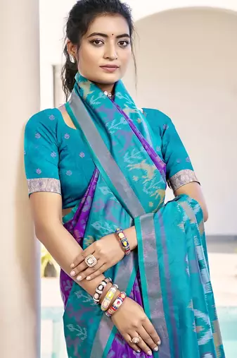 purple silk saree with blouse piece