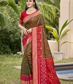 brown silk saree with blouse piece