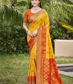 yellow silk saree with blouse piece
