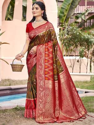 brown silk saree with blouse piece 1