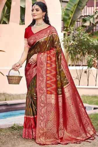brown silk saree with blouse piece