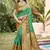green silk saree with blouse piece