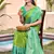 l green silk saree with blouse piece