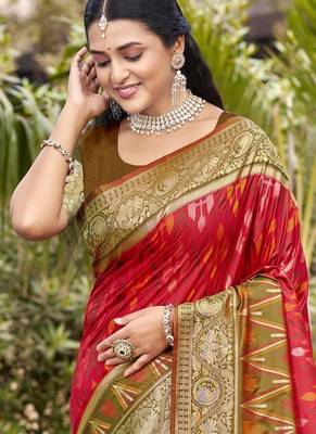red silk saree with blouse piece 2