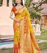 yellow silk saree with blouse piece