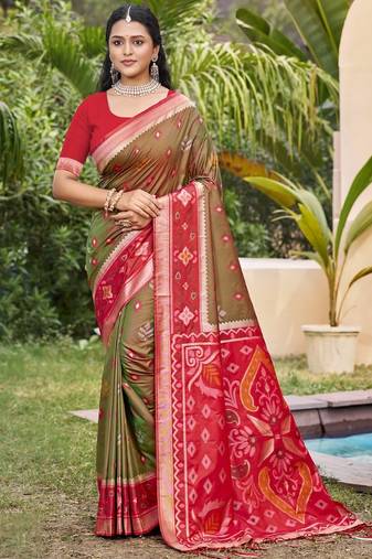 brown silk saree with blouse piece