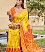 yellow silk saree with blouse piece