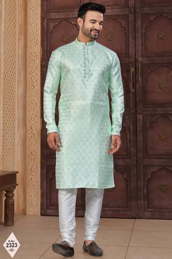 Mint green imported jackard kurta and pajama for mens