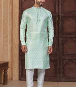 Mint green imported jackard kurta and pajama for mens