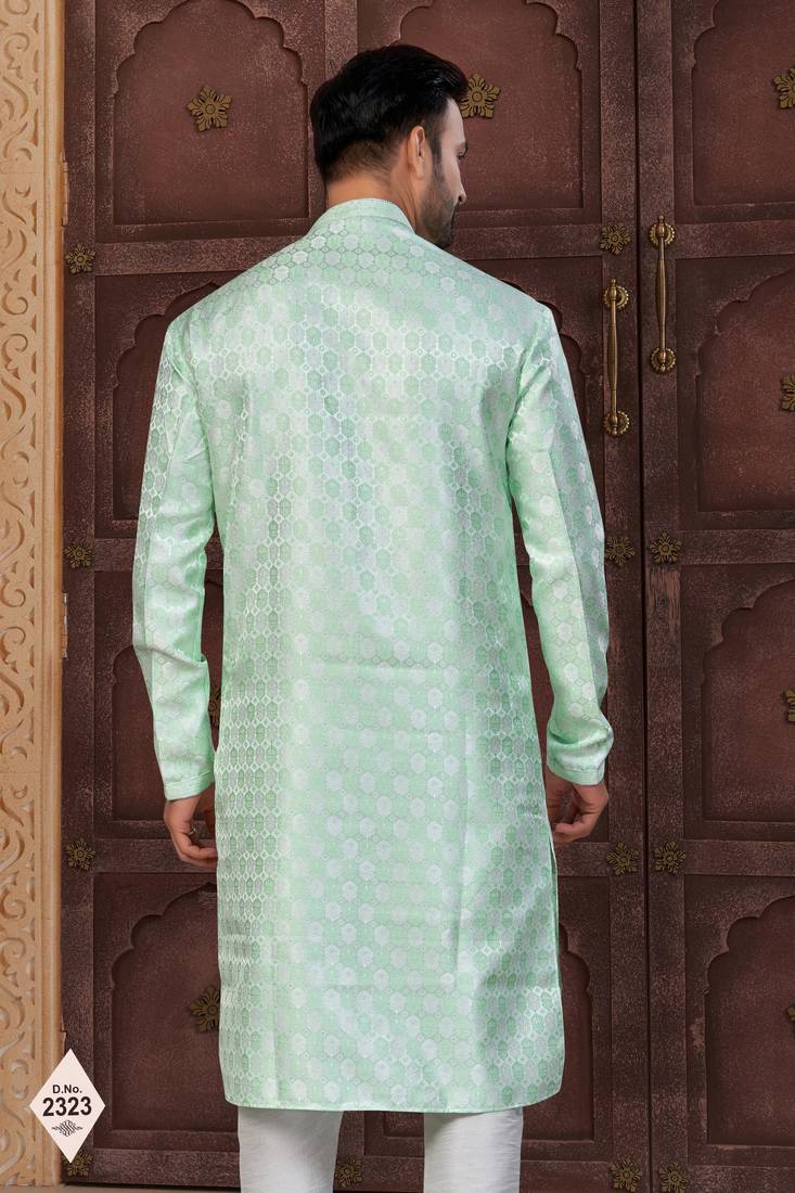 Mint green imported jackard kurta and pajama for mens
